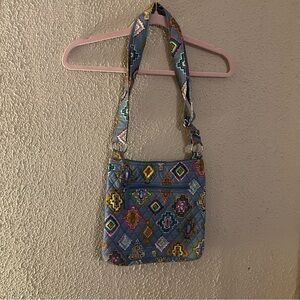 Vera Bradley Boho Hipster Crossbody Quilted Bag Painted Medallion Blue Aztec